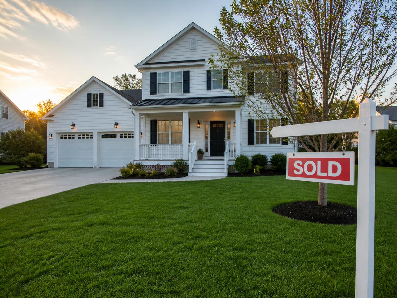 Renovated single-family home with a SOLD sign in the front yard