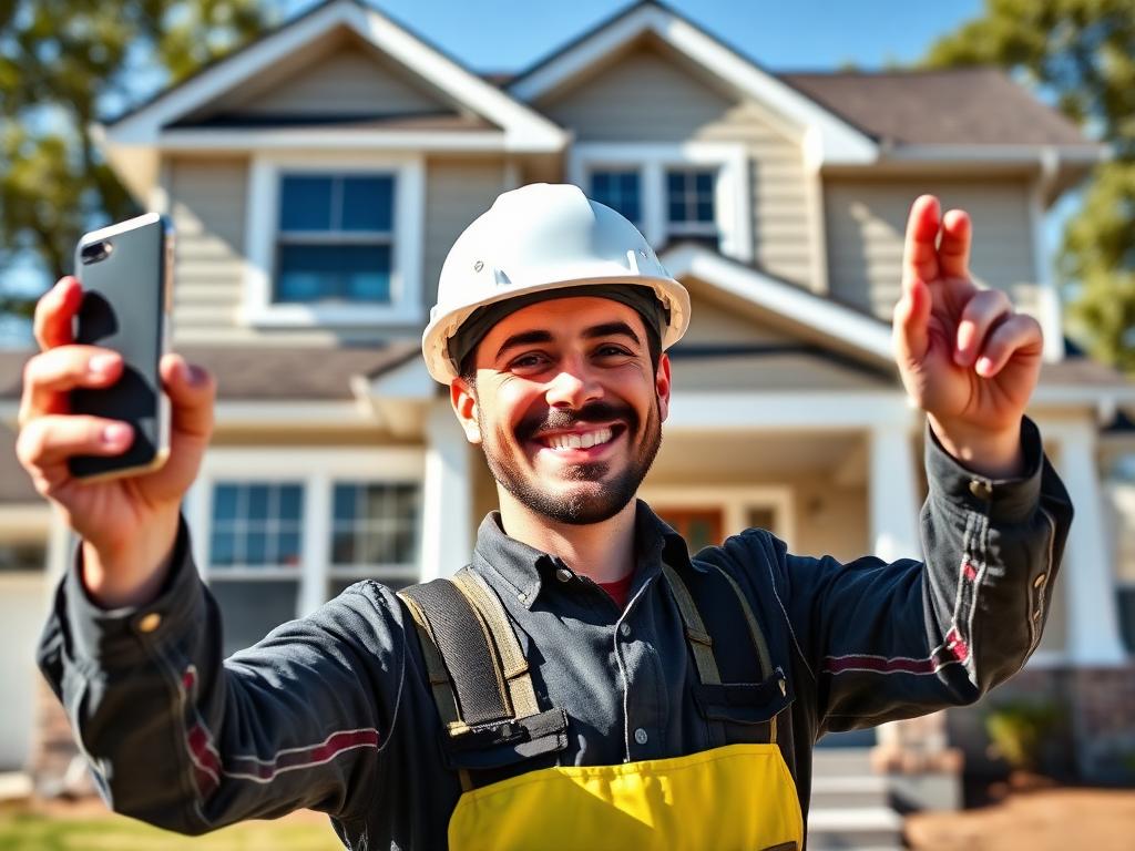 House flipper celebrating in front of a home